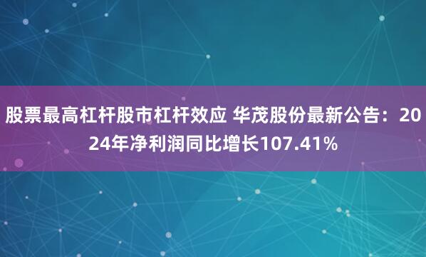 股票最高杠杆股市杠杆效应 华茂股份最新公告：2024年净利润同比增长107.41%