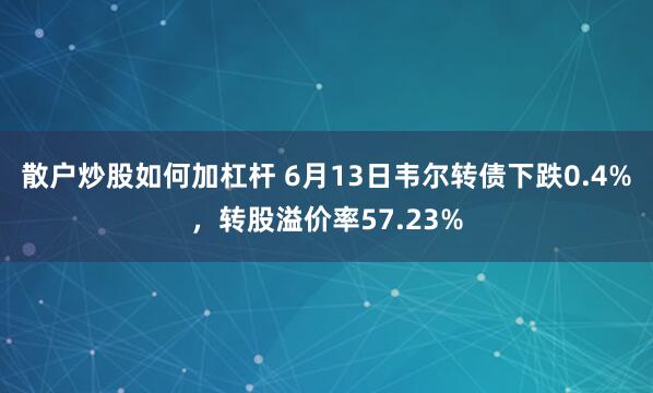 散户炒股如何加杠杆 6月13日韦尔转债下跌0.4%，转股溢价率57.23%